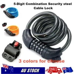 1.2M Black/Blue/Orange Bicycle Lock 5Digit Combination Security steel Cable Lock - Picture 1 of 15