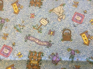 Easter fabric - Blue, Colors Easter Egg Bunny 1 Yd x44” General Fabrics - Picture 1 of 5