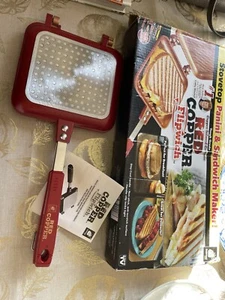 Nueva caja abierta rojo cobre flipwich antiadherente estufa panini y sandwichera - Imagen 1 de 11