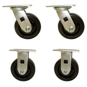 5AEMH-SET 5 Inch Caster Set with Phenolic Wheels 2 Rigids 2 Swivels, Set of 4 - Picture 1 of 3