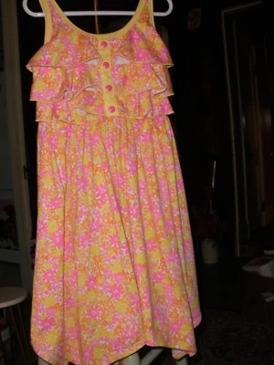 Girls' Jona Michelle Pink & Yellow Floral Sun Dress Size 7 - Image 1 of 4