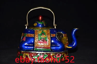 5.5"Old Chinese antiques Pure copper inlaid Cloisonne elephant incense burner - Imagem 1 de 4