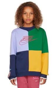 Nike Blue Ribbon Cut and Sew Color Block Sweatshirt Kids SZ M 5-6 YRS Retro Y2K - Picture 1 of 4