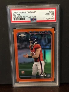 2024 Topps Chrome #206 Bo Nix True Orange /25 RC Rookie SP PSA 10 - Bild 1 von 2