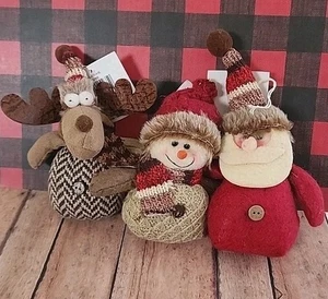 SET OF 3 CHRISTMAS SANTA, SNOWMAN, MOOSE ORNAMENT - Picture 1 of 7