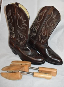 Amazona Laredo? 6291 Herren 11D Braun Leder Geprägt Western Cowboystiefel Rund - Bild 1 von 13
