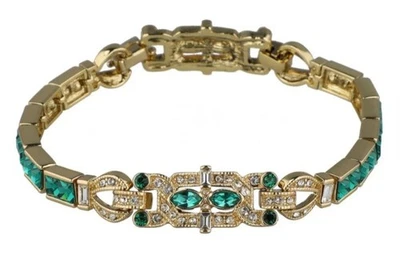 Hermosa PULSERA DE MODA HEIDI DAUS CRISTAL ART DECO ESMERALDA TONO DORADO Foto 1 de 4