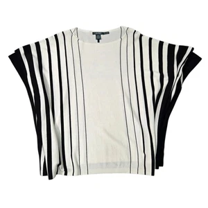 Neu ohne Etikett Lauren Ralph Lauren Strick schwarz weiß gestreift Schal Cape Poncho Gr. PM/Large - Bild 1 von 6