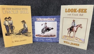 WILL JAMES Hardcover Book Look-See In The Saddle With Uncle Bill + Young Cowboy - Imagen 1 de 11
