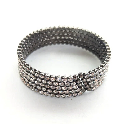 Brazalete Brazalete de Noche Ajustable Brillante Estrás Gris Gunmetal Glamour de Moda Foto 1 de 4