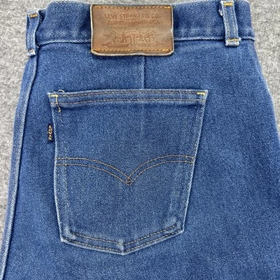 Vintage Levi’s Pants Dark Blue Tab Gold Letters Leather Patch 36x30 - Image 1 of 4