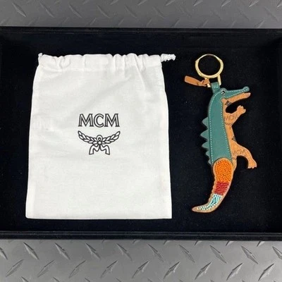 RETAIL $390 MCM Crocodile Zoo Visetos Leather Charm Keychain NEW box and dustbag - Image 1 of 4