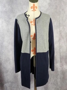Suéter Cárdigan Talbots Mujer XL Lana Merino Blnd Abierto Bloque de Color Gris Azul Usado en Excelente Condición - Imagen 1 de 11