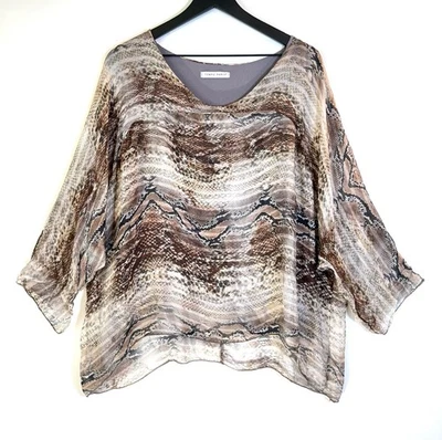 Poncho túnica Tempo Paris asimétrico mezcla seda piel de serpiente fluido talla M/L Foto 1 de 4