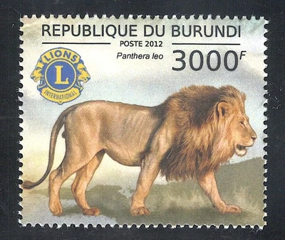Burundi Mint NH Sc# 1195c Lions Club walking mail lion 3000fr fauna 2012 - Image 1 of 2