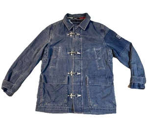 Vintage 90’s Tommy Hilfiger Denim Fireman Style Outer Jacket Small Phone Pocket - Picture 1 of 22