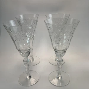 Vintage LIBBEY ROCK SHARPE 7.875" Water Goblet HALIFAX Wine Glass Set Of 4 - Picture 1 of 4