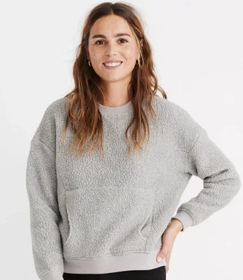 Madewell Polartec Fleece Crewneck Sweatshirt M Heathered Antique Gray Thick Warm - Image 1 of 4