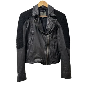 Muubaa Womens Lamb Leather Biker Motorcycle Jacket UK 10 US 6 Black Edgy Baddie - Bild 1 von 15