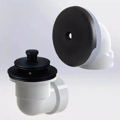 Drenaje de bañera 100 % latón - Levantar y girar - Negro mate Foto 1 de 4