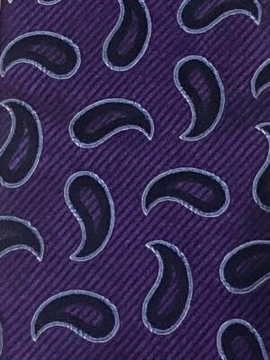 ROUNDTREE & YORKE NUEVO SIN ETIQUETAS Púrpura Negro Azul Paisley EE. UU. 581/4" x 31/4" Foto 1 de 4