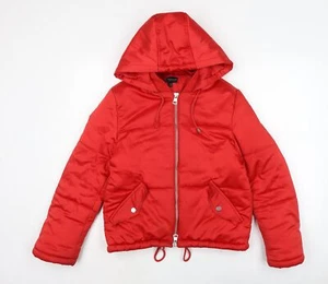 Topshop Womens Red Puffer Jacket Size 10 Zip - Picture 1 of 10