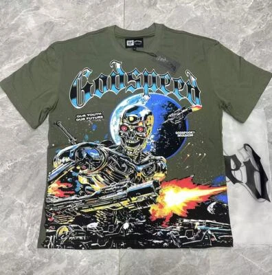 2025 NEW Godspeed Skeleton Space Warrior printing Tee Mens Cotton T-shirt - Image 1 of 4