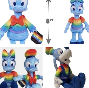 Disney Rainbow Collection Pride SET OF 3 Rainbow Ombré Plush Toys NEW HTF - Picture 1 of 19