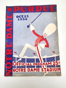 PURDUE @ NOTRE DAME - PROGRAMA DE FÚTBOL AMERICANO UNIVERSITARIO - 1934 - Imagen 1 de 5