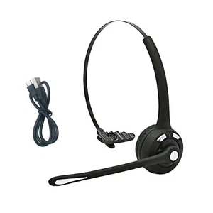 1*Black Rechargeable Headphone Wireless Bluetooth 5.0 Operator Headset 100% New - Zdjęcie 1 z 12