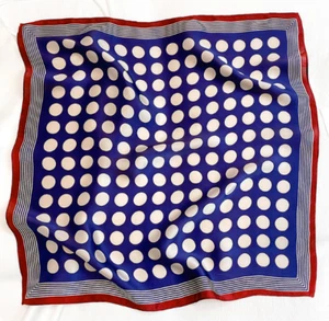 100% Silk 20" small square Scarf Women neckerchief Wrap polka dot navy - Picture 1 of 2
