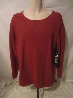 Suéter Maggie Sweet Rojo Oscuro Mezcla de Algodón con Cuentas - Para Mujer 1X - B47 - Nuevo Foto 1 de 4
