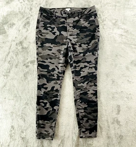 Love Fire Camo Skinny Ankle Jean 18W Black Gray Camouflage Stretch 28" Inseam - Picture 1 of 8