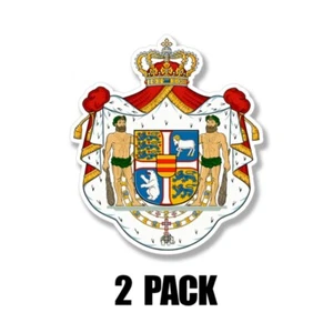 Calcomanía de vinilo troquelado bandera escudo de armas danés 4 pulgadas 2 piezas - Imagen 1 de 4