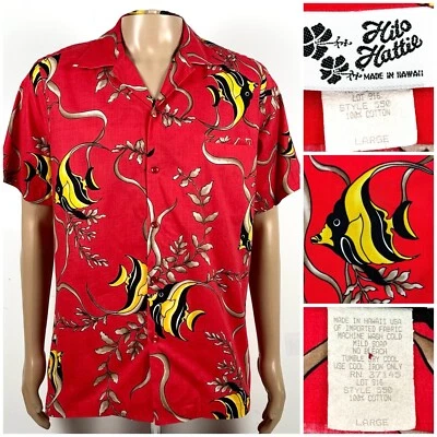 hilo hattie havaiana manga curta botão para cima camisa tamanho grande masculina design todo peixe - Imagem 1 de 4