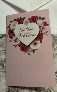 Spanish I Love You ❤️ Te Amo Mi Amor Siempre 5'x7.75" Stockwell Greeting Card - Picture 1 of 13