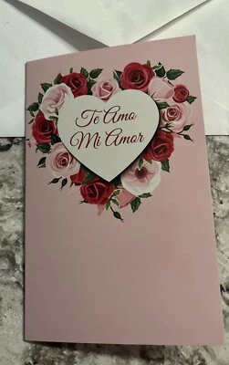 STOCKWELL GREETING CARDS Spanish I Love You ❤️ Te Amo Mi Amor Siempre 5'x7.75" Stockwell Greeting Card