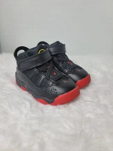 Nike Air Jordan 6 Rings Toddler Size 7C Black Red Sneaker Shoes 323420-063 - Picture 1 of 7