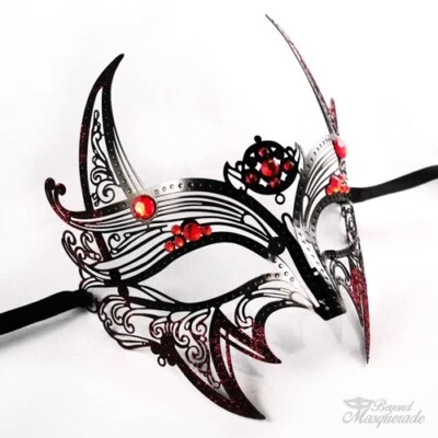 Wolf Costume Light Metal Cosplay Red Glitter & Rhinestones Masquerade Mask - Image 1 of 4