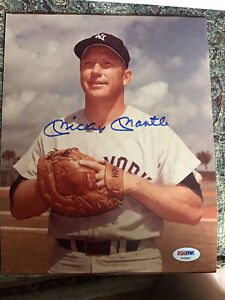 Hall Of Famer MICKEY MANTLE Signed 8x10 Photo NEW YORK YANKEES PSA DNA Letter