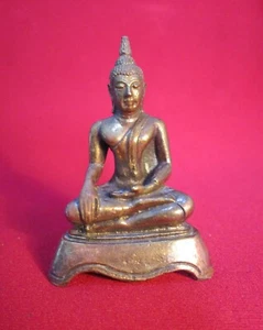 OLD THAI AMULET, SUKHOTHAI BUDDHA STATUE BRONZE - Picture 1 of 7