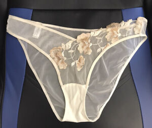 Malizia La Perla Panties Briefs Cream/Ivory ReEmbroidered Floral Lace 3 US 10