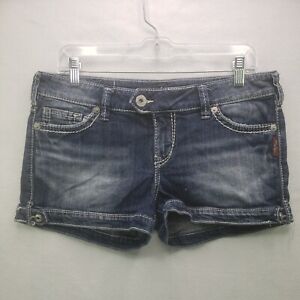 Silver Jeans Marti Short Blue Denim Women's Size 31 Dark Wash Embellished