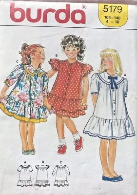 Burda Children's Dress  Pattern 5179 Size 4-10 UNCUT - Image 1 of 2