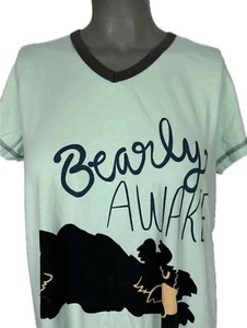Lazy One Bearly Awake Night Shirt Night Gown Mint Women’s S/M 0140 - Picture 1 of 6