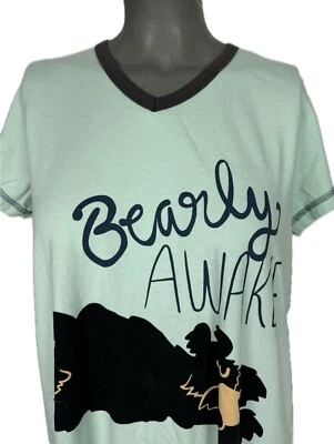 Lazy One Bearly Awake Night Shirt Night Gown Mint Women’s S/M 0140 - Image 1 of 4