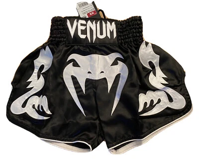 NEW Venum Bangkok Inferno Muay Thai Shorts - Black/White XS Boxing Fight Wear