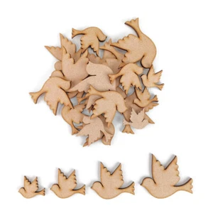 Lindos pájaros de boda MDF formas artesanales madera en blanco álbum de recortes adorno paquete  - Imagen 1 de 4