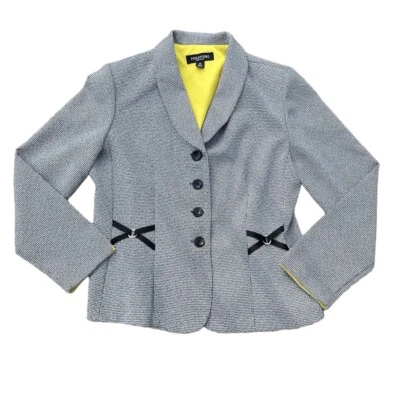 Perceptions Blazer Black White Yellow Career Office Women’s Size 12 - Image 1 of 4