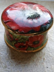 Vintage Florence Collectables Fine Bone China Schmuckschatulle, Mohnblumen, Made in England - Bild 1 von 12